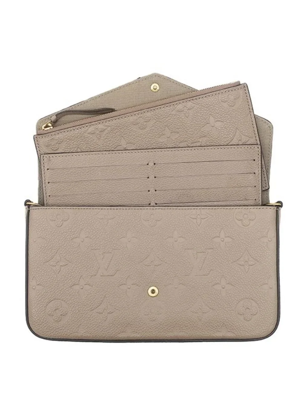 Louis Vuitton Chain Wallet Pochette Felicie Monogram Empreinte Tourterelle Gold